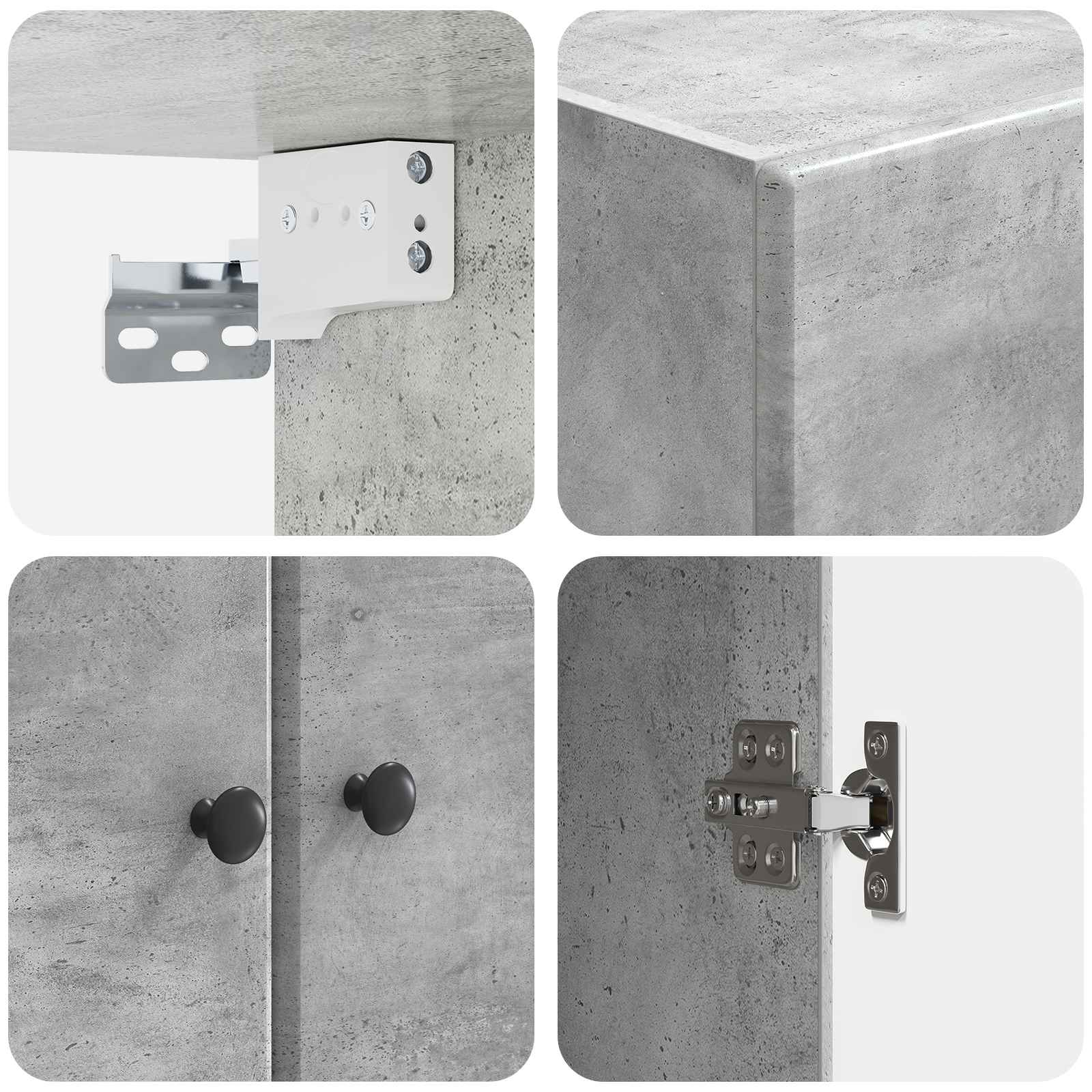 Wandkast Betongrijs 66 x 34,5 x 90 cm Bewerkt hout