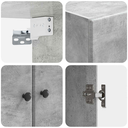 Wandkast Betongrijs 66 x 34,5 x 90 cm Bewerkt hout