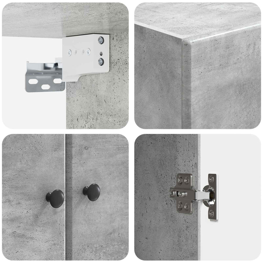 Wandkast Betongrijs 66 x 34,5 x 90 cm Bewerkt hout