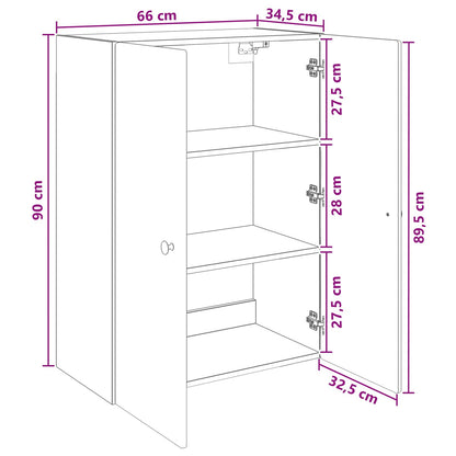 Wandkast Hoogglans Wit 66 x 34,5 x 90 cm Bewerkt hout