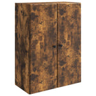 Wandkast 66x34,5x90 cm gerookt eiken bewerkt hout