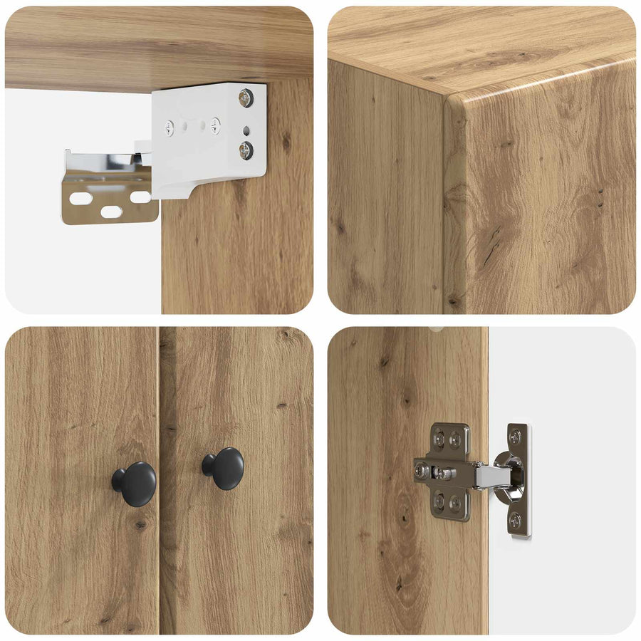 Wandkast Artisanaal eiken 66 x 34,5 x 90 cm Bewerkt hout