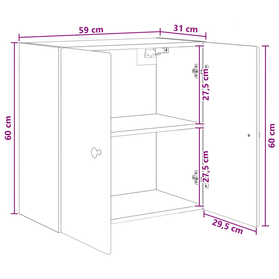 Wandkast Sonoma Eiken 59 x 31 x 60 cm Bewerkt hout