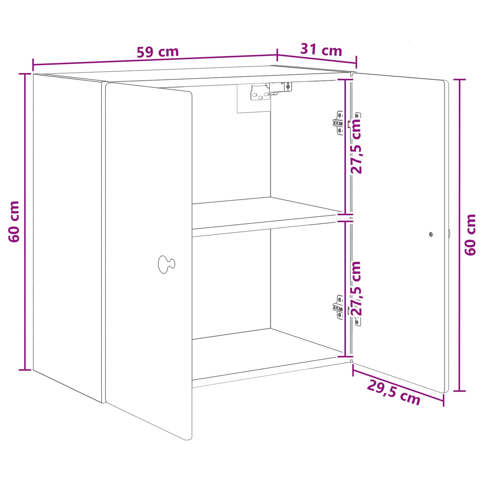 Wandkast Gerookt eiken 59 x 31 x 60 cm Bewerkt hout
