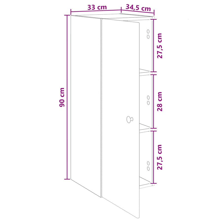 Wandkast Sonoma Eiken 33 x 34,5 x 90 cm Bewerkt hout