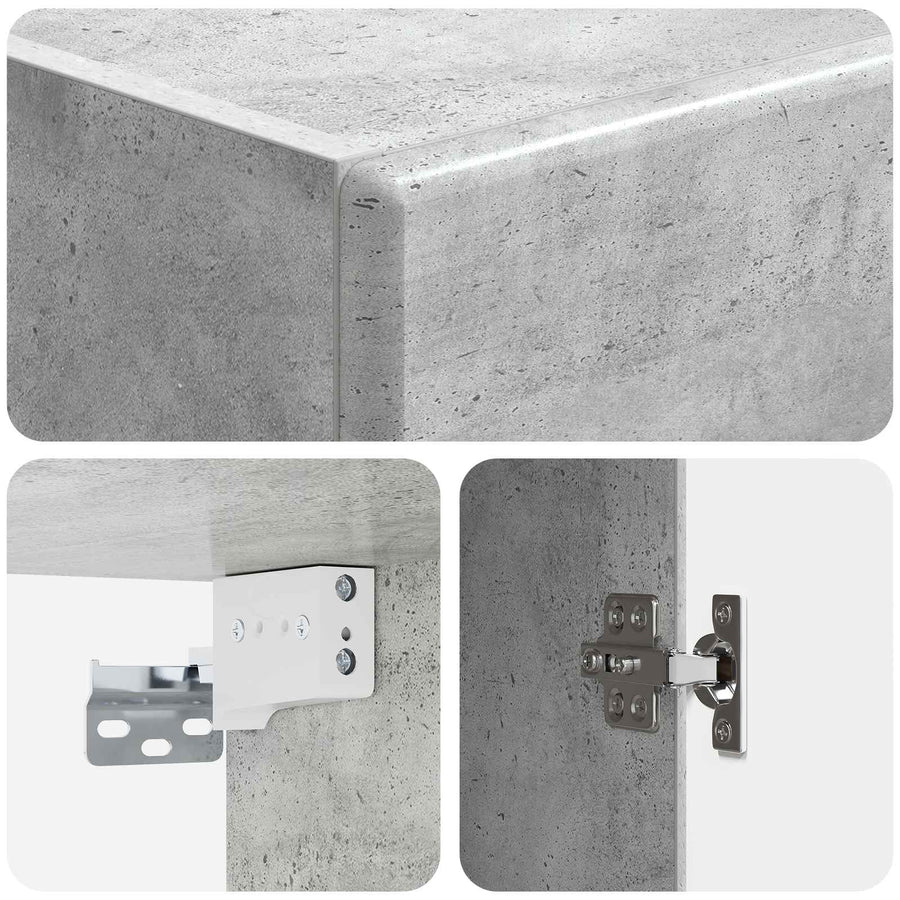 Wandkast Betongrijs 33 x 34,5 x 90 cm Bewerkt hout
