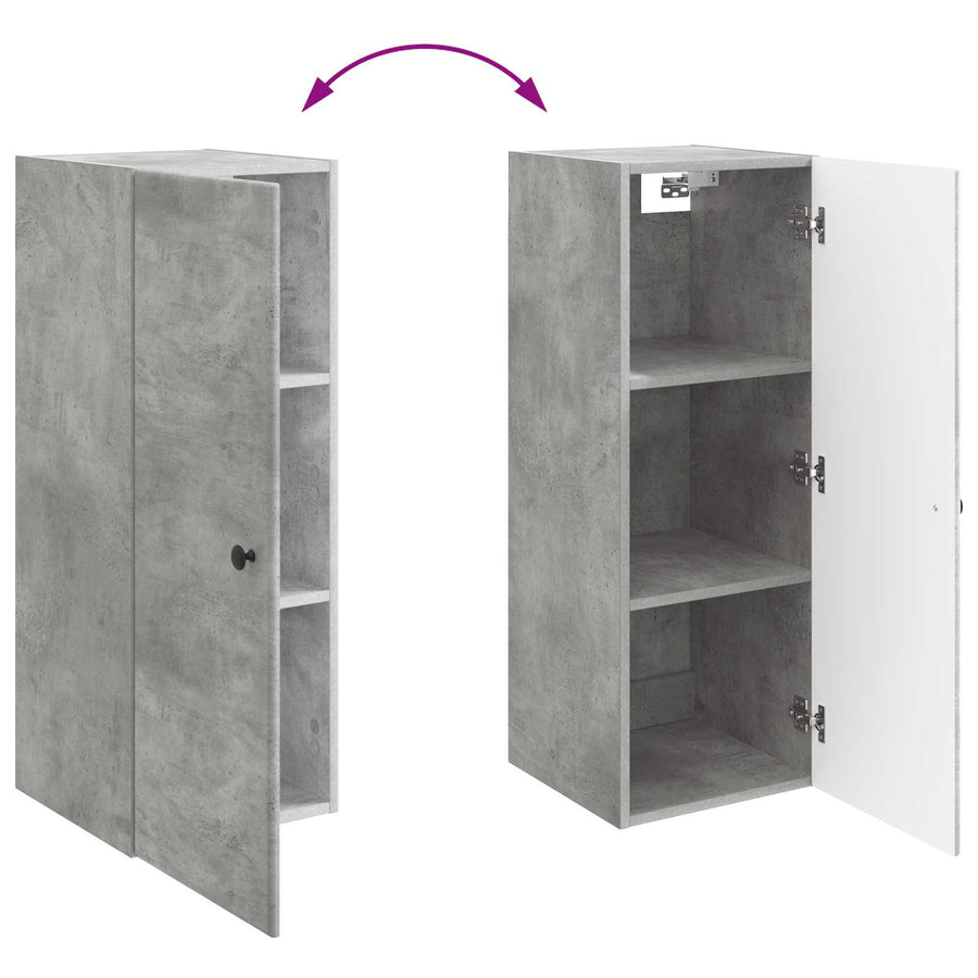 Wandkast Betongrijs 33 x 34,5 x 90 cm Bewerkt hout
