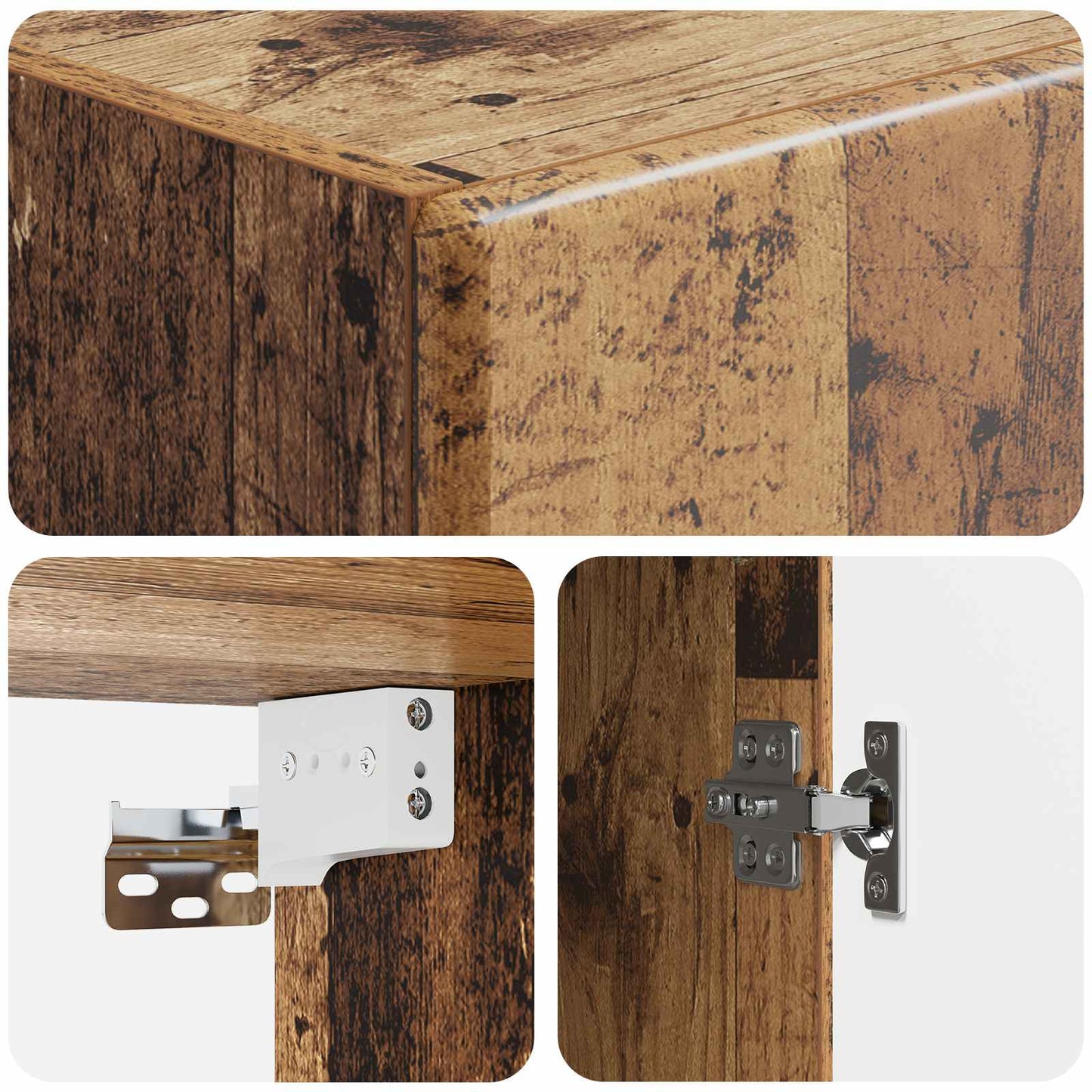 Wandkast Oud hout 33 x 34,5 x 90 cm Bewerkt hout