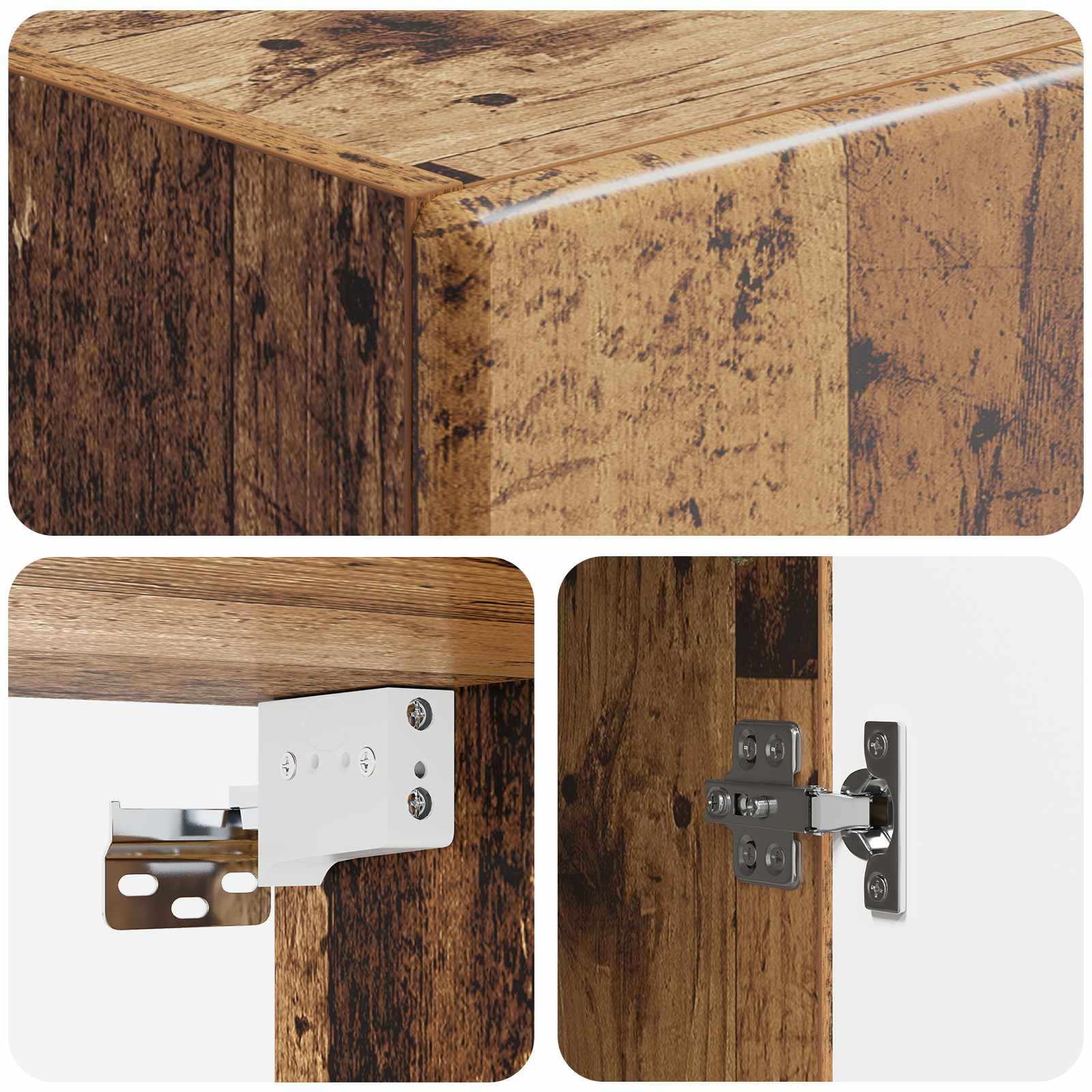 Wandkast Oud hout 33 x 34,5 x 90 cm Bewerkt hout