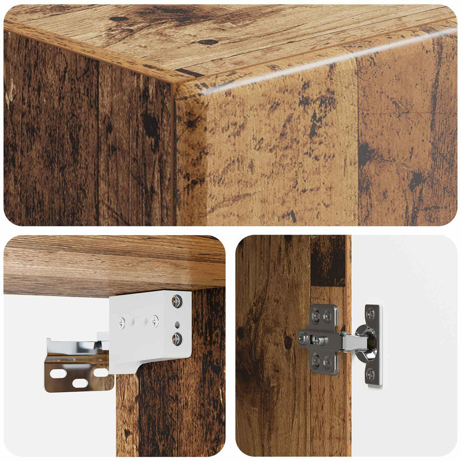 Wandkast Oud hout 33 x 34,5 x 90 cm Bewerkt hout