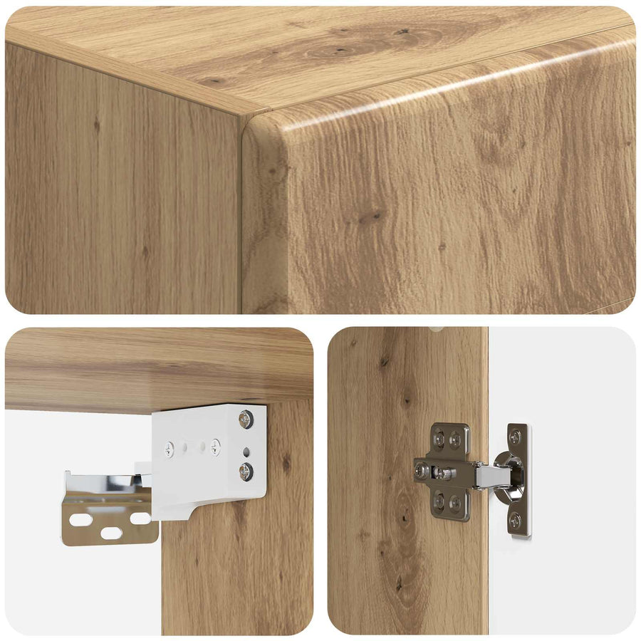 Wandkast Artisanaal eiken 33 x 34,5 x 90 cm Bewerkt hout