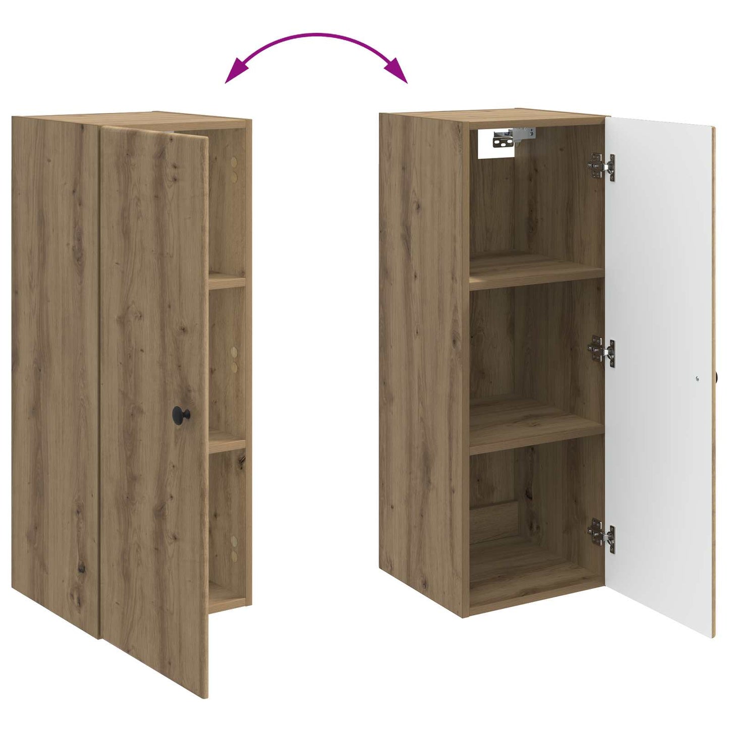 Wandkast Artisanaal eiken 33 x 34,5 x 90 cm Bewerkt hout