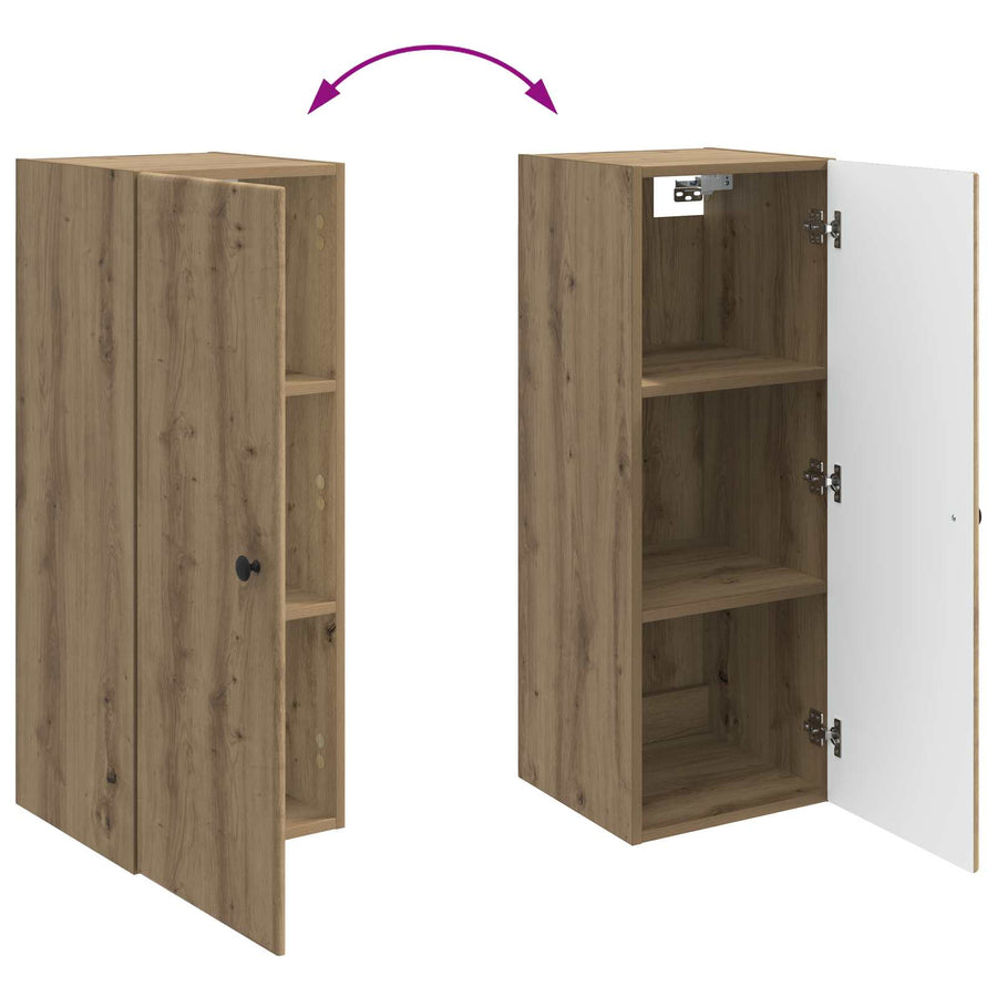 Wandkast Artisanaal eiken 33 x 34,5 x 90 cm Bewerkt hout
