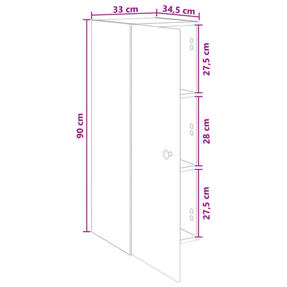 Wandkast Artisanaal eiken 33 x 34,5 x 90 cm Bewerkt hout