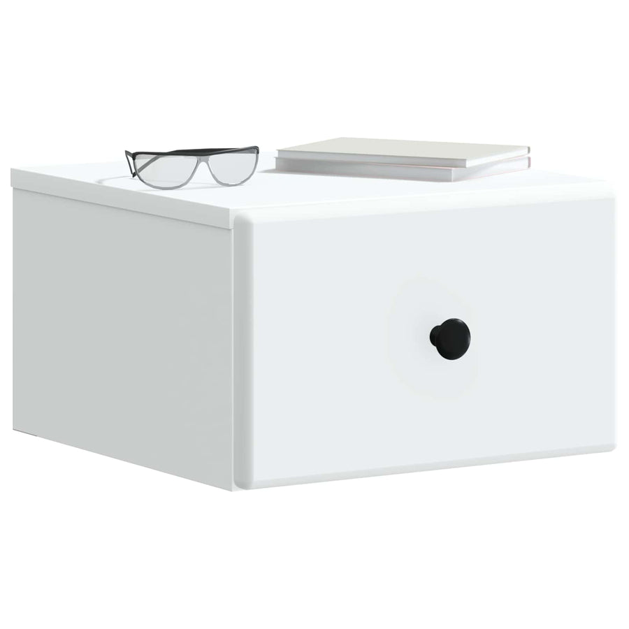 Wandbeugel Bedkast met lade Wit 34,5 x 33 x 20 cm Bewerkt hout