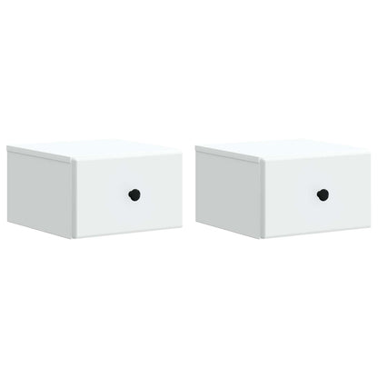 Wandbeugel Bedkast 2 pcs Wit 34,5 x 33 x 20 cm Bewerkt hout