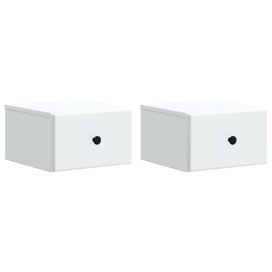Wandbeugel Bedkast 2 pcs Wit 34,5 x 33 x 20 cm Bewerkt hout