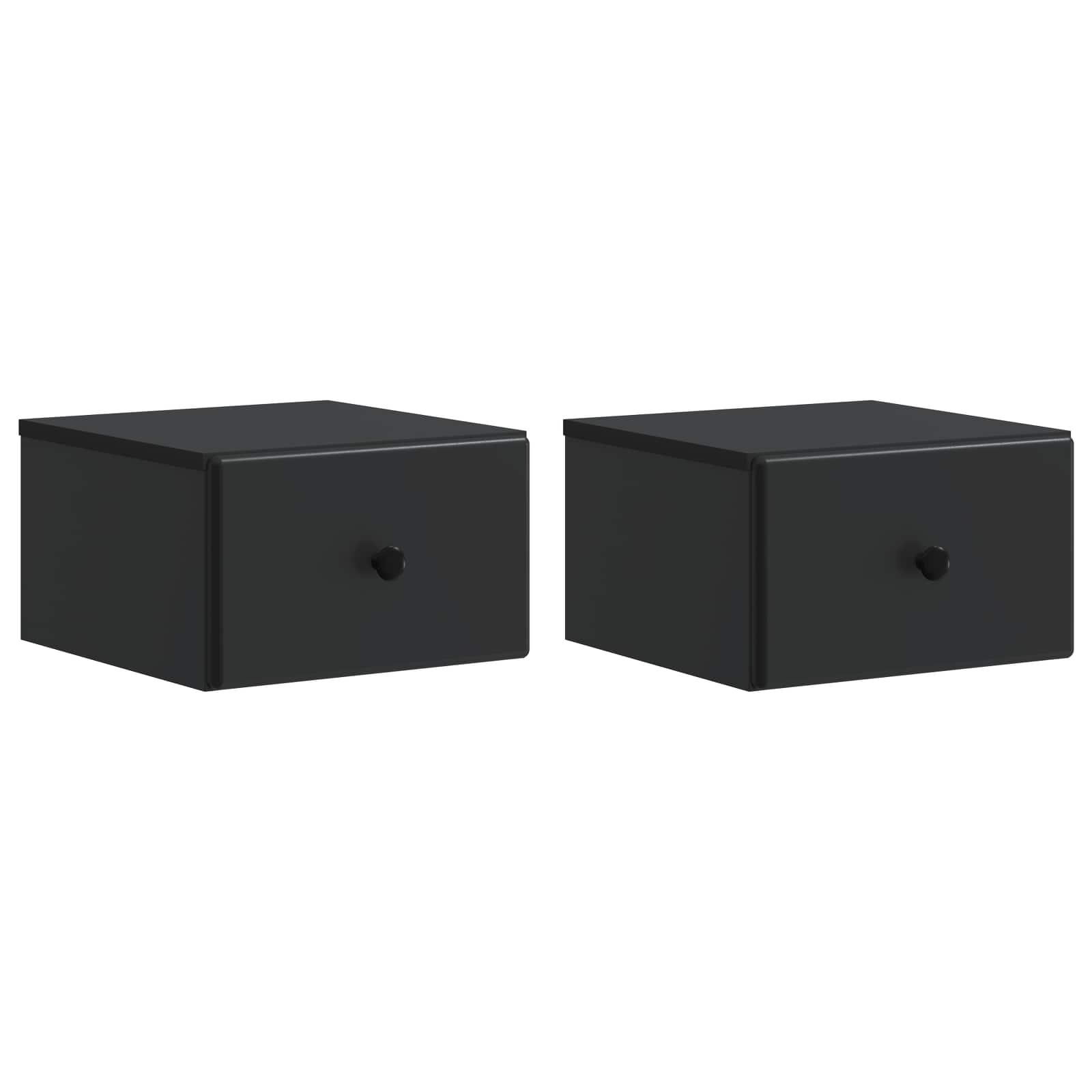 Wandbeugel Bedkast 2 pcs Zwart 34,5 x 33 x 20 cm Bewerkt hout