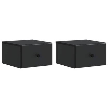 Wandbeugel Bedkast 2 pcs Zwart 34,5 x 33 x 20 cm Bewerkt hout