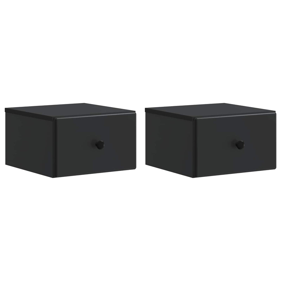 Wandbeugel Bedkast 2 pcs Zwart 34,5 x 33 x 20 cm Bewerkt hout