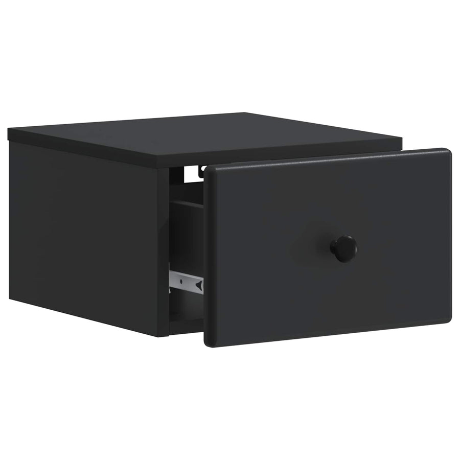 Wandbeugel Bedkast 2 pcs Zwart 34,5 x 33 x 20 cm Bewerkt hout