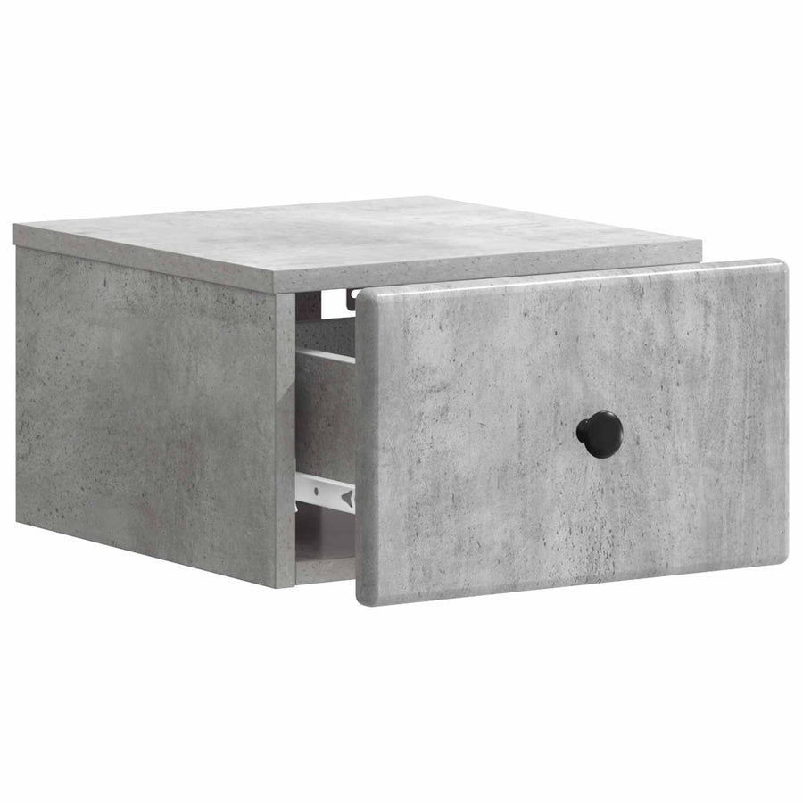 Wandbeugel Bedkast Betongrijs 34,5 x 33 x 20 cm Bewerkt hout