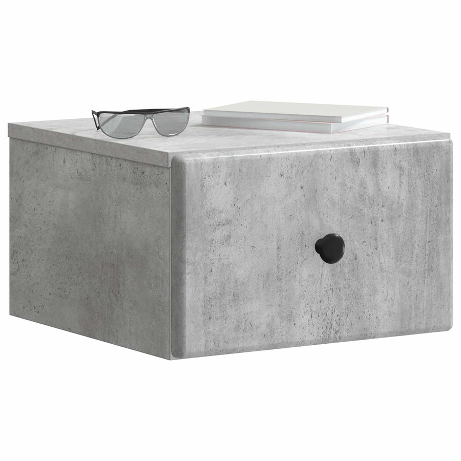 Wandbeugel Bedkast Betongrijs 34,5 x 33 x 20 cm Bewerkt hout