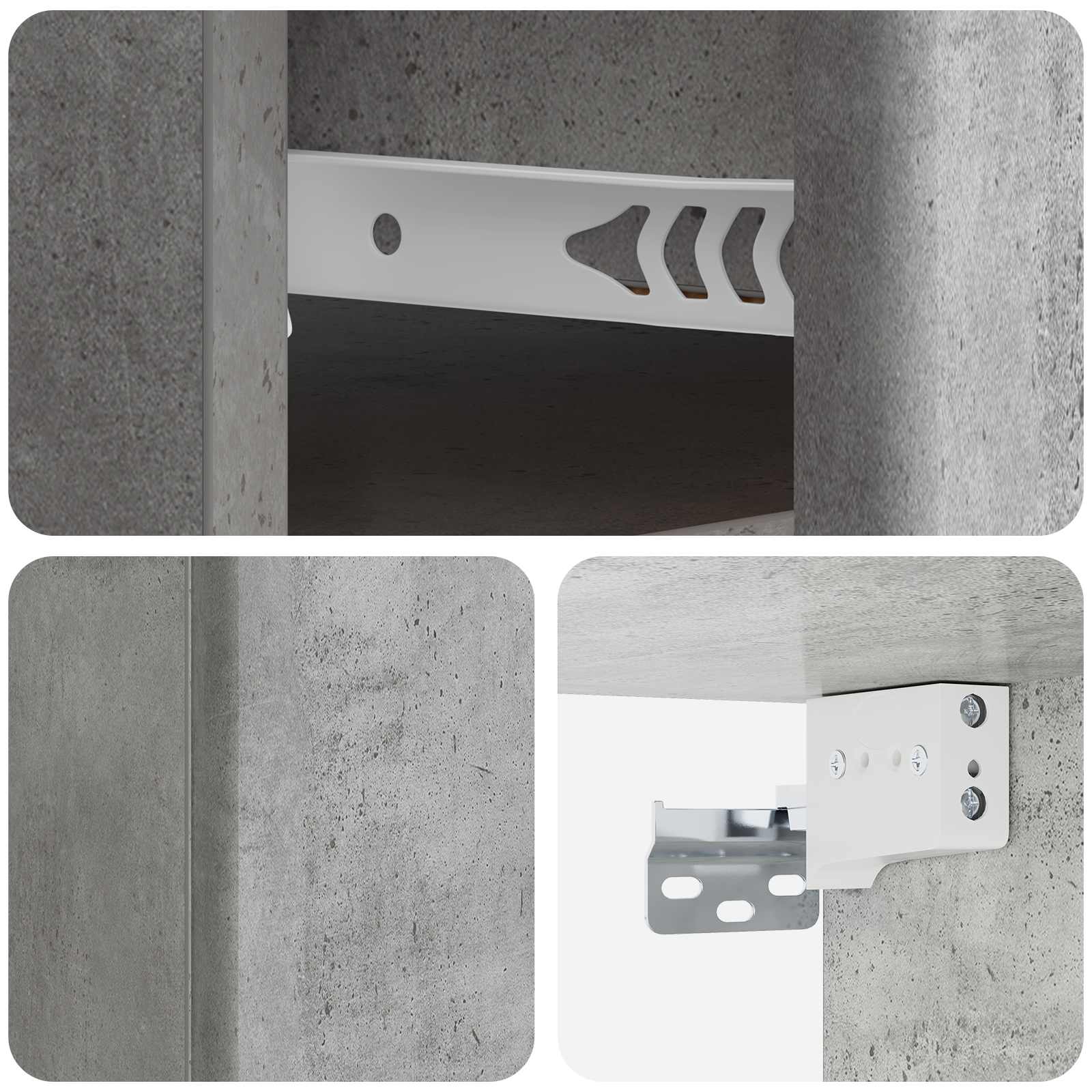 Wandbeugel Bedkast met lade 2 pcs Betongrijs 34,5 x 33 x 20 cm