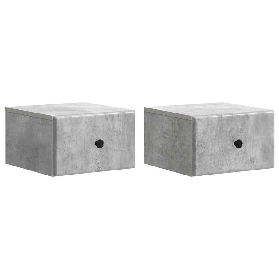 Wandbeugel Bedkast met lade 2 pcs Betongrijs 34,5 x 33 x 20 cm