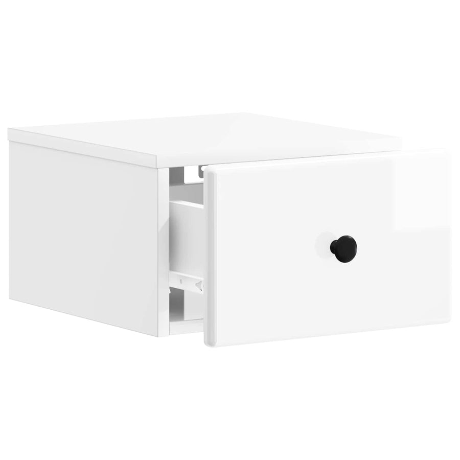 Wandbeugel Bedkast Hoogglans Wit 34,5 x 33 x 20 cm Bewerkt hout
