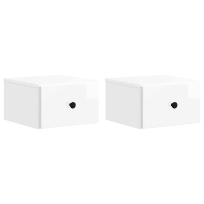 Wandbeugel Bedkast 2 pcs Hoogglans Wit 34,5 x 33 x 20 cm