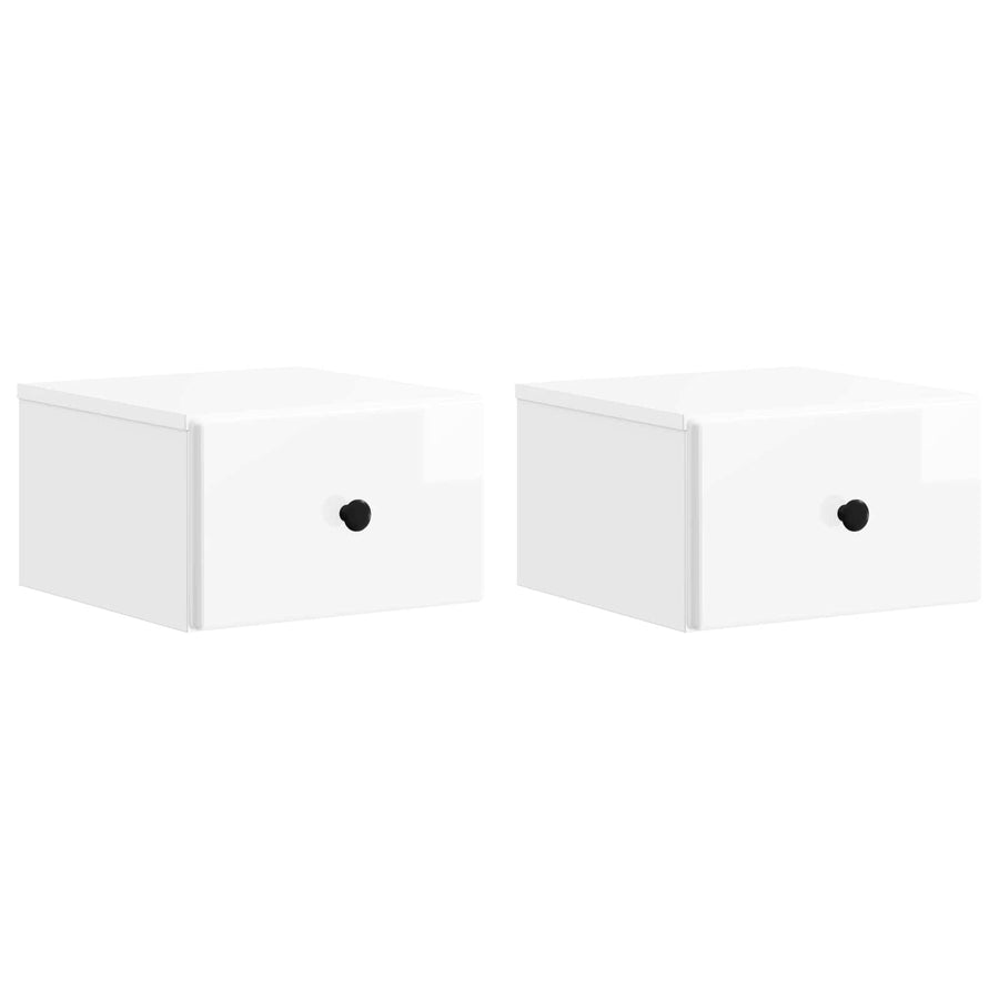 Wandbeugel Bedkast 2 pcs Hoogglans Wit 34,5 x 33 x 20 cm