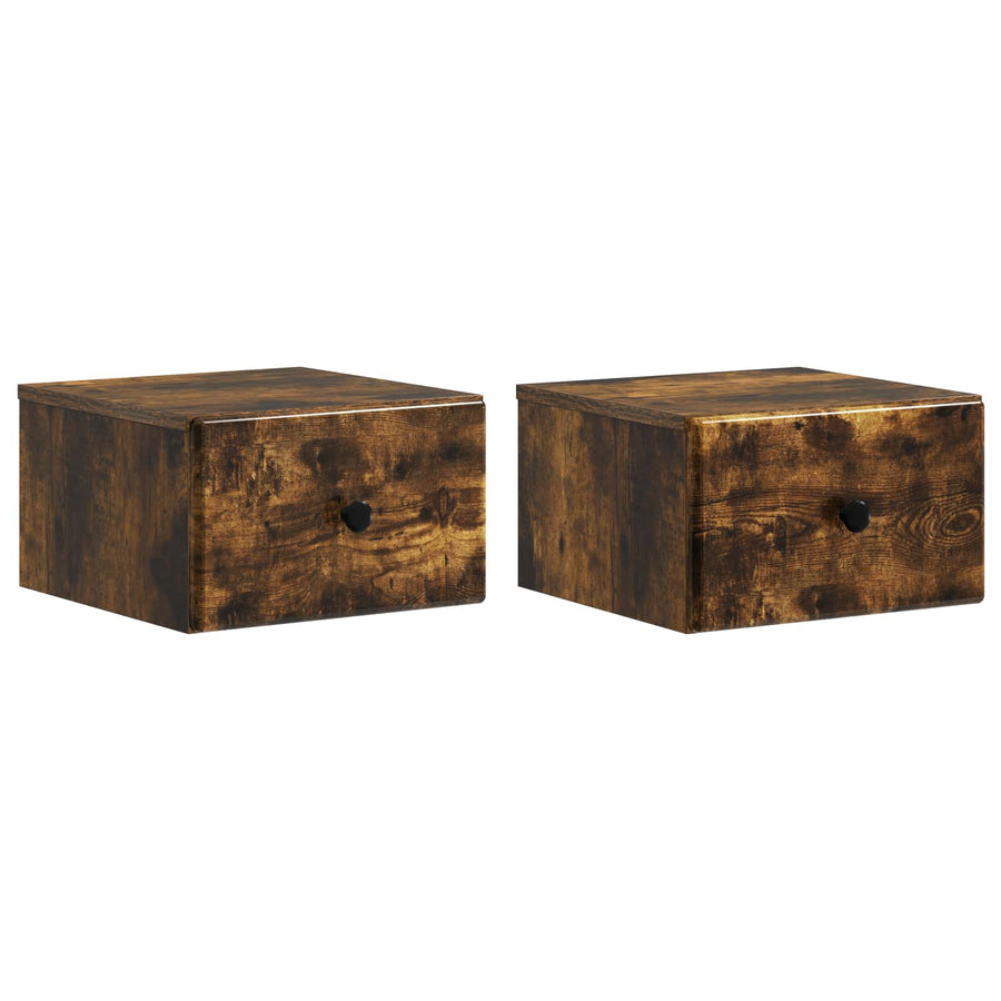 Wandbeugel Bedkast 2 pcs Gerookt eiken 34,5 x 33 x 20 cm
