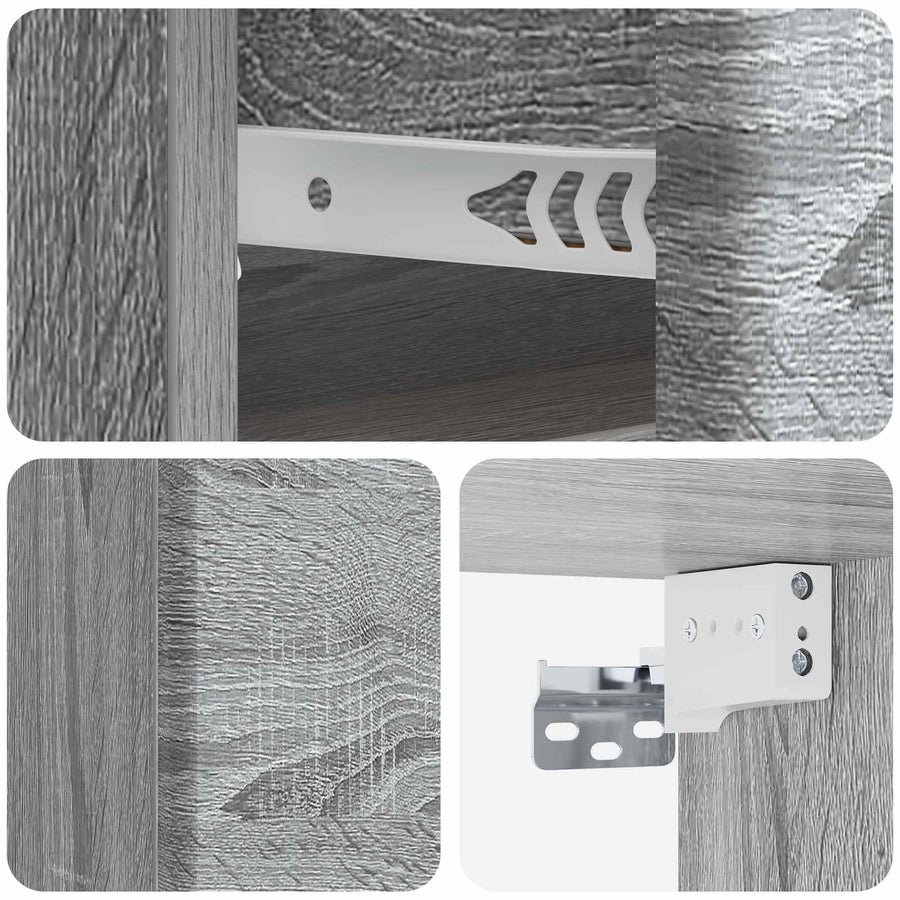Wandbeugel Bedkast Grijs sonoma 34,5 x 33 x 20 cm Bewerkt hout