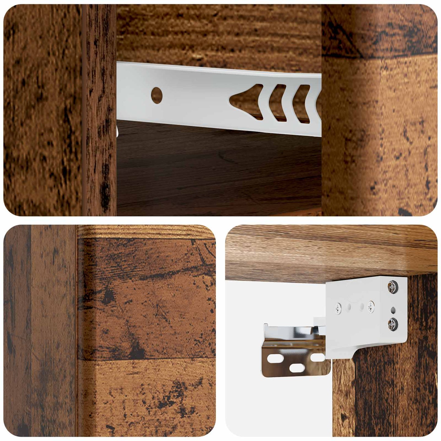 Wandbeugel Bedkast Oud hout 34,5 x 33 x 20 cm Bewerkt hout