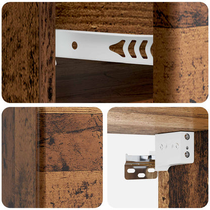 Wandbeugel Bedkast Oud hout 34,5 x 33 x 20 cm Bewerkt hout