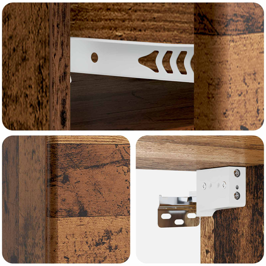 Wandbeugel Bedkast met lade 2 pcs Oud hout 34,5 x 33 x 20 cm
