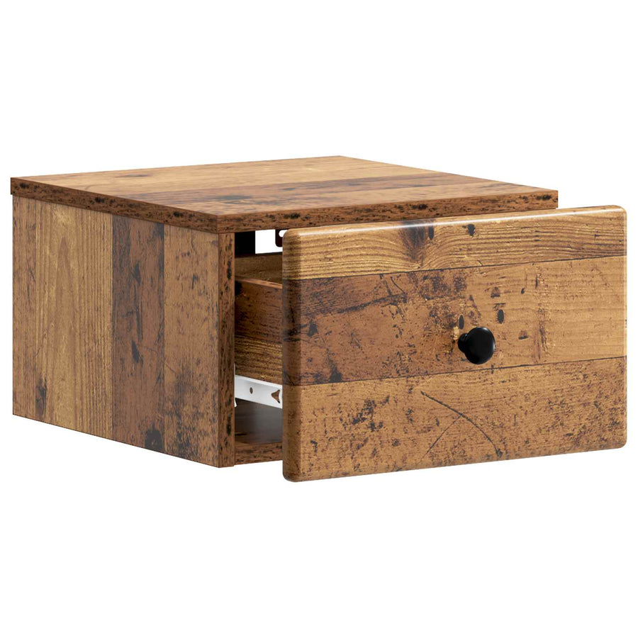 Wandbeugel Bedkast met lade 2 pcs Oud hout 34,5 x 33 x 20 cm