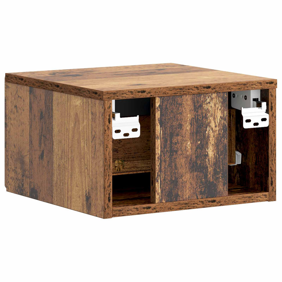 Wandbeugel Bedkast met lade 2 pcs Oud hout 34,5 x 33 x 20 cm
