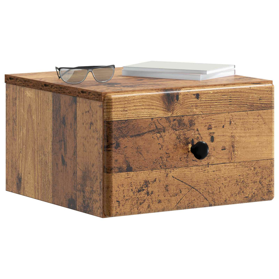Wandbeugel Bedkast met lade 2 pcs Oud hout 34,5 x 33 x 20 cm