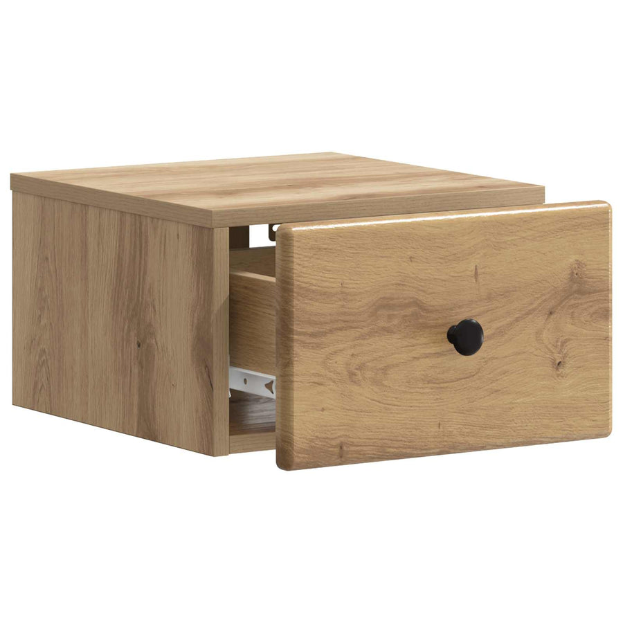 Wandbeugel Bedkast met lade Artisanaal eiken 34,5 x 33 x 20 cm