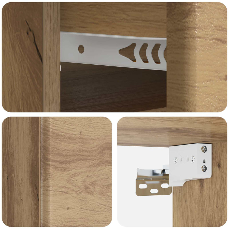 Wandbeugel Bedkast 2 pcs Artisanaal eiken 34,5 x 33 x 20 cm