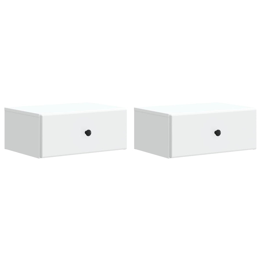 Wandbeugel Bedkast 2 pcs Wit 49 x 34,5 x 20 cm Bewerkt hout