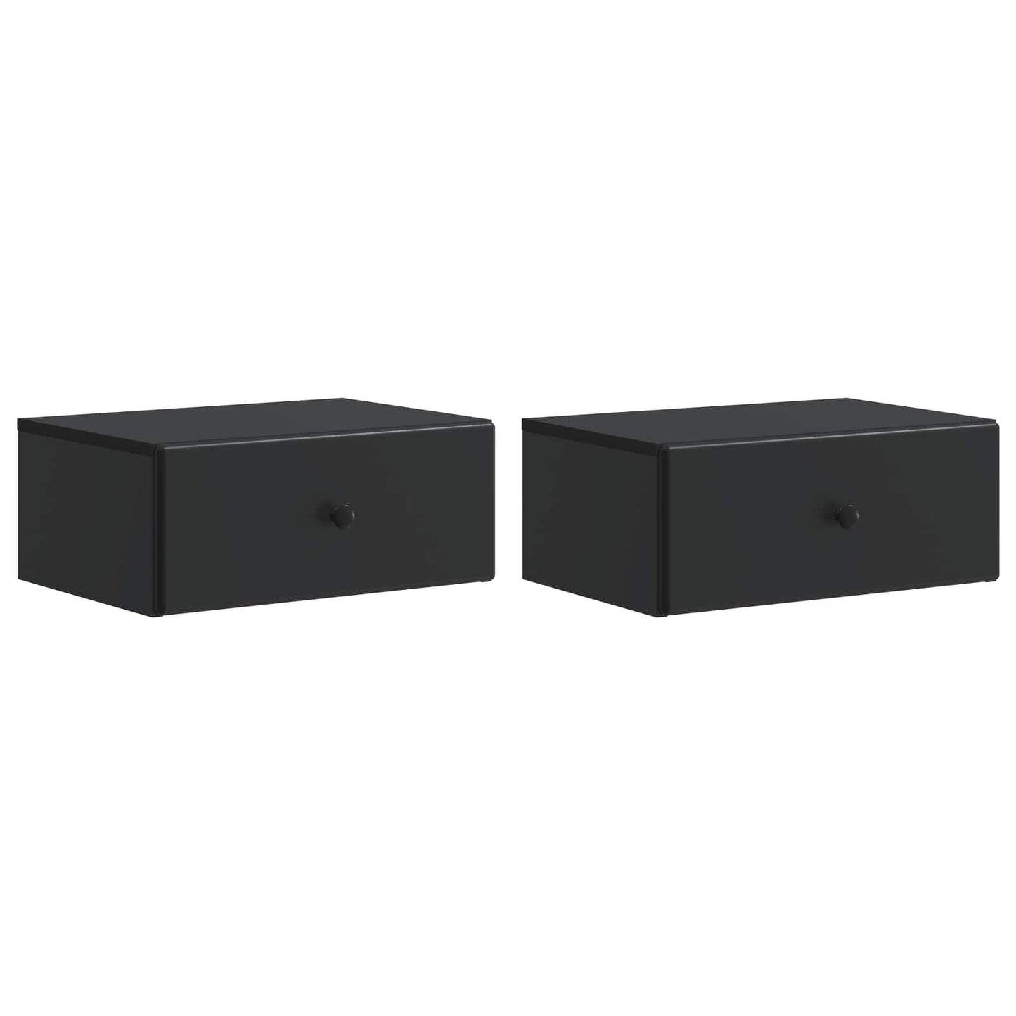 Wandbeugel Bedkast 2 pcs Zwart 49 x 34,5 x 20 cm Bewerkt hout