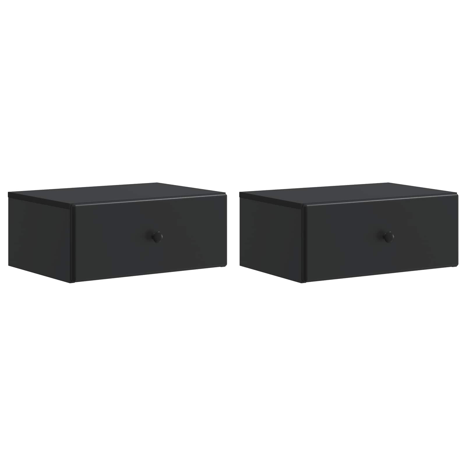Wandbeugel Bedkast 2 pcs Zwart 49 x 34,5 x 20 cm Bewerkt hout