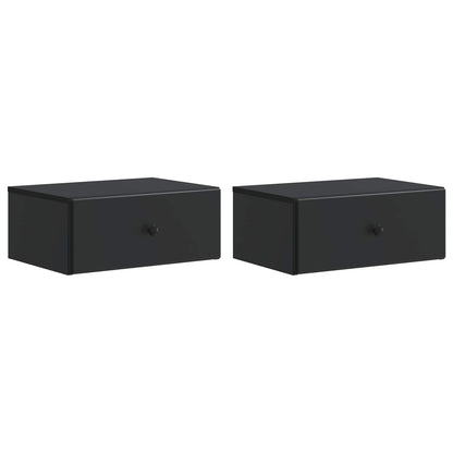 Wandbeugel Bedkast 2 pcs Zwart 49 x 34,5 x 20 cm Bewerkt hout