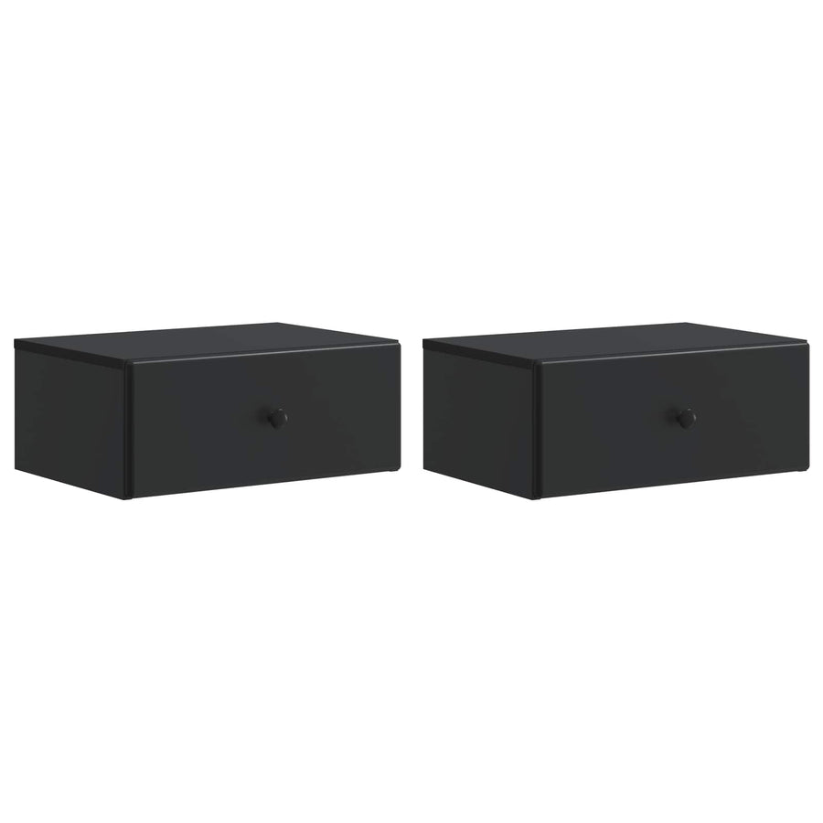 Wandbeugel Bedkast 2 pcs Zwart 49 x 34,5 x 20 cm Bewerkt hout