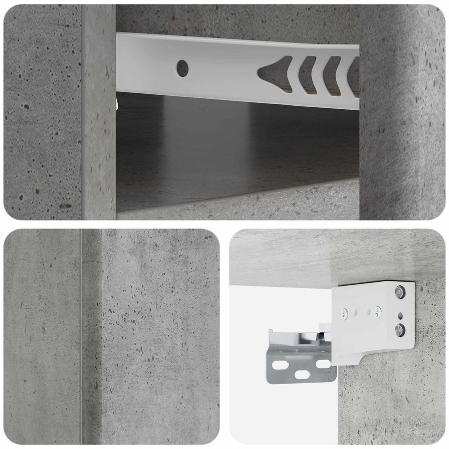 Wandbeugel Bedkast Betongrijs 49 x 34,5 x 20 cm Bewerkt hout