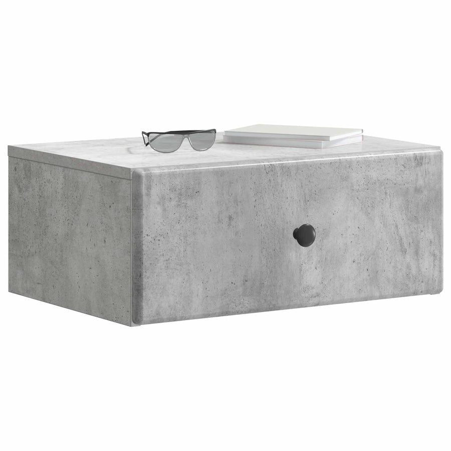 Wandbeugel Bedkast Betongrijs 49 x 34,5 x 20 cm Bewerkt hout