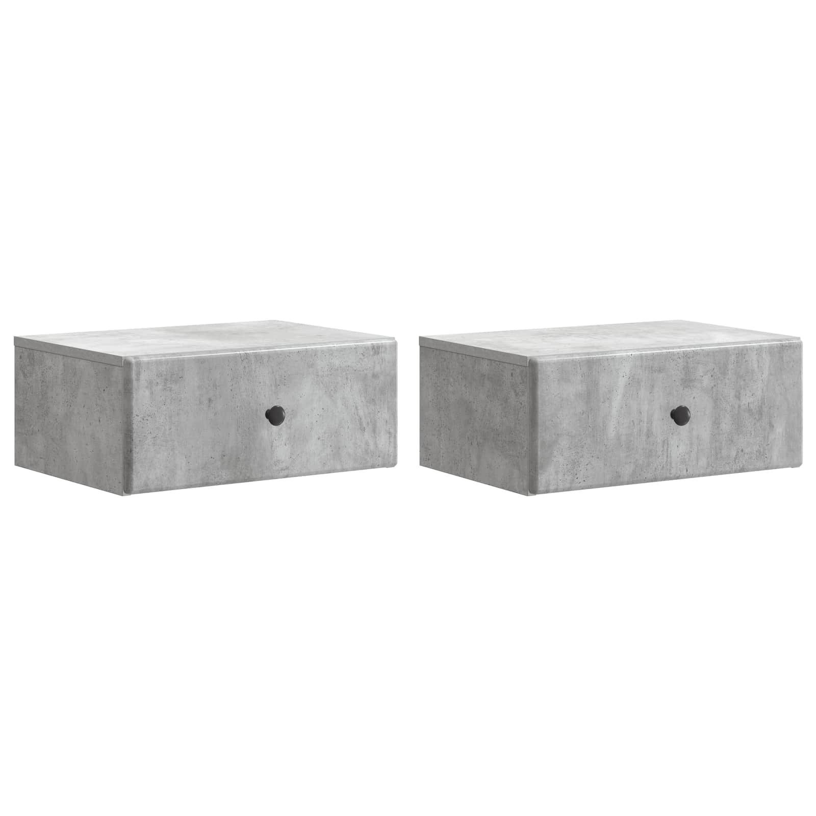 Wandbeugel Bedkast met lade 2 pcs Betongrijs 49 x 34,5 x 20 cm